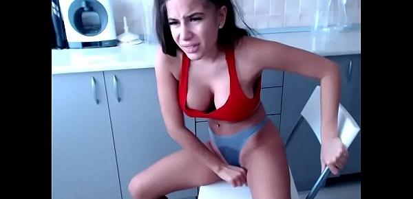  popular webcam model playing in the kitchen